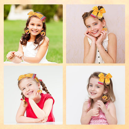 3Pcs Back to School Outfits Headbands,Hair Bows Accessories for Girls,Pencil Bows Clips Headband,Back to School Hair Accessories First Day of School Gifts for Students(Yellow)