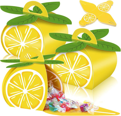 36 Pieces Lemon Fruit Party Favor Boxes Summer Slice Lemon Candy Treat Box 3D Mini Goodie Gift Bags Party Decorations Supplies for Summer Fruit Themed Birthday Baby Shower