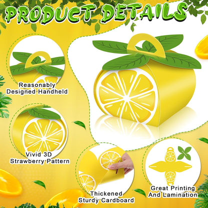 36 Pieces Lemon Fruit Party Favor Boxes Summer Slice Lemon Candy Treat Box 3D Mini Goodie Gift Bags Party Decorations Supplies for Summer Fruit Themed Birthday Baby Shower