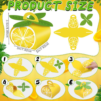 36 Pieces Lemon Fruit Party Favor Boxes Summer Slice Lemon Candy Treat Box 3D Mini Goodie Gift Bags Party Decorations Supplies for Summer Fruit Themed Birthday Baby Shower