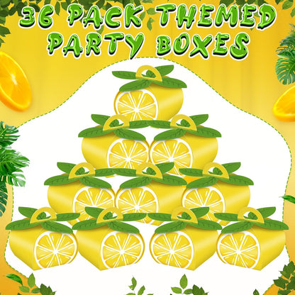 36 Pieces Lemon Fruit Party Favor Boxes Summer Slice Lemon Candy Treat Box 3D Mini Goodie Gift Bags Party Decorations Supplies for Summer Fruit Themed Birthday Baby Shower