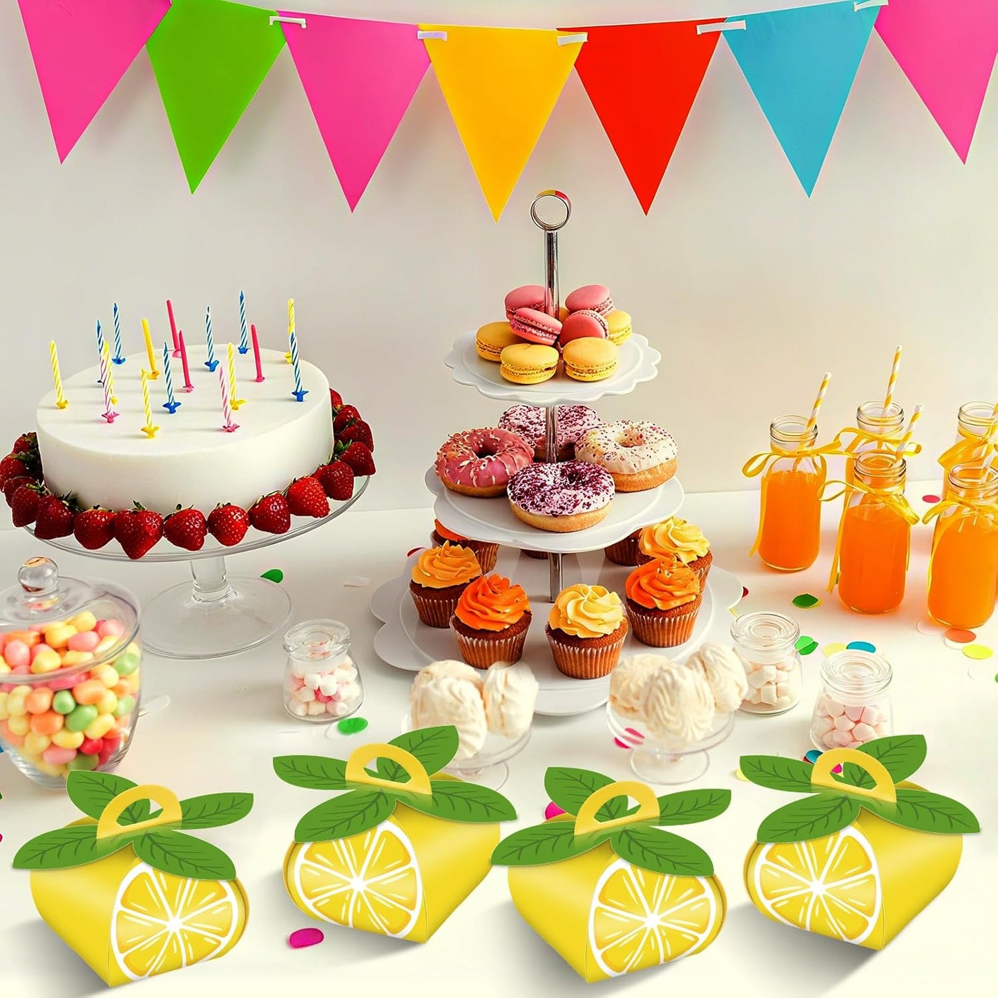 36 Pieces Lemon Fruit Party Favor Boxes Summer Slice Lemon Candy Treat Box 3D Mini Goodie Gift Bags Party Decorations Supplies for Summer Fruit Themed Birthday Baby Shower