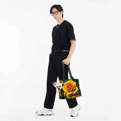 Yellow Rose Picture Print Pet Portable Shoulder Bag, Foldable Pet Bag 13.4 X 6.1 X 10.2 Inches for Subway/Shopping/Hiking