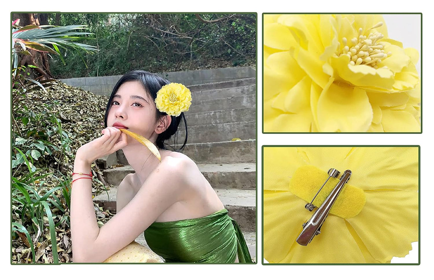 Hair Flower Clips Brooch Boutique Hair Accessories Bohemia Hairpins for Women Girls (Yellow) 1 Count (Pack of 1)