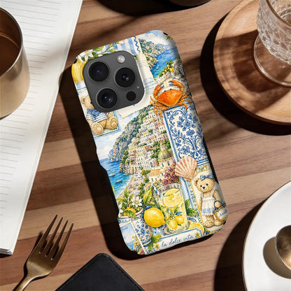 for iPhone 15 Pro Case,Dual‑Layer Compatible with MagSafe,Anti‑Slip Edge Protection,Shockproof Phone Case,Talian Coastal Summer Lemon Aesthetic