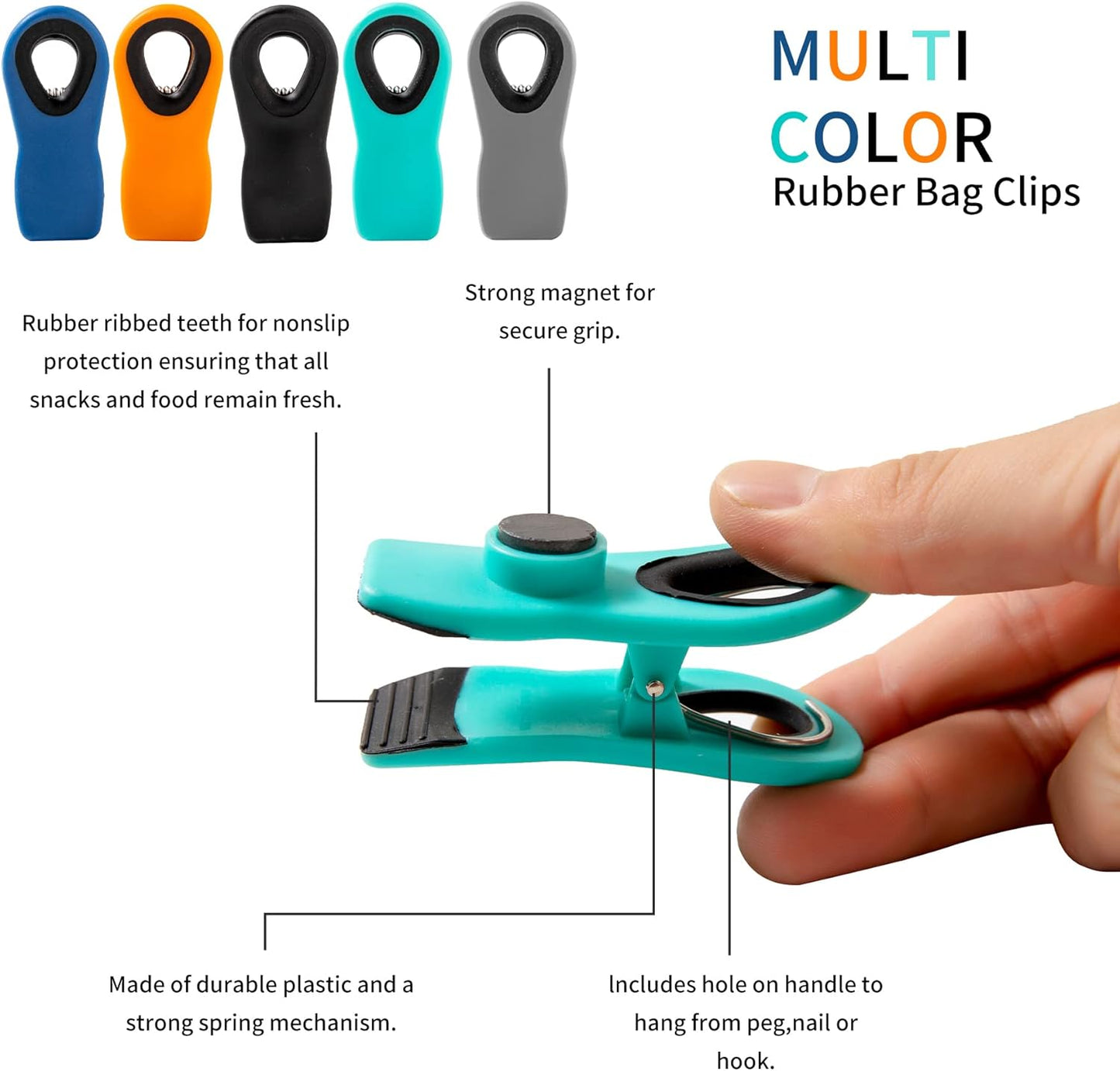 Chip Clips, Bag Clips, Magnetic Bread Food Package with Silicone Textured Mouth (10pcs Yellow)