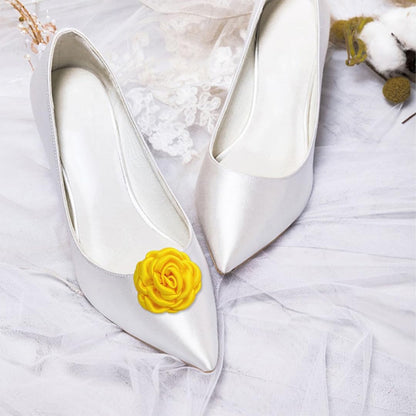2 Pair Yellow Shoe Clips Yellow Flower Clips for Shoes Kitten Heels Decorations Beachy Heels Accessories for Wedding Party Summer Vacation