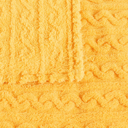 FY FIBER HOUSE Sherpa Blanket - 3D Pattern Design Yellow Throw Blanket for Sofa Couch, Bed, Warm Super Soft Cozy Microfiber Fleece Blanket for Living Room, Throw 50”x60”