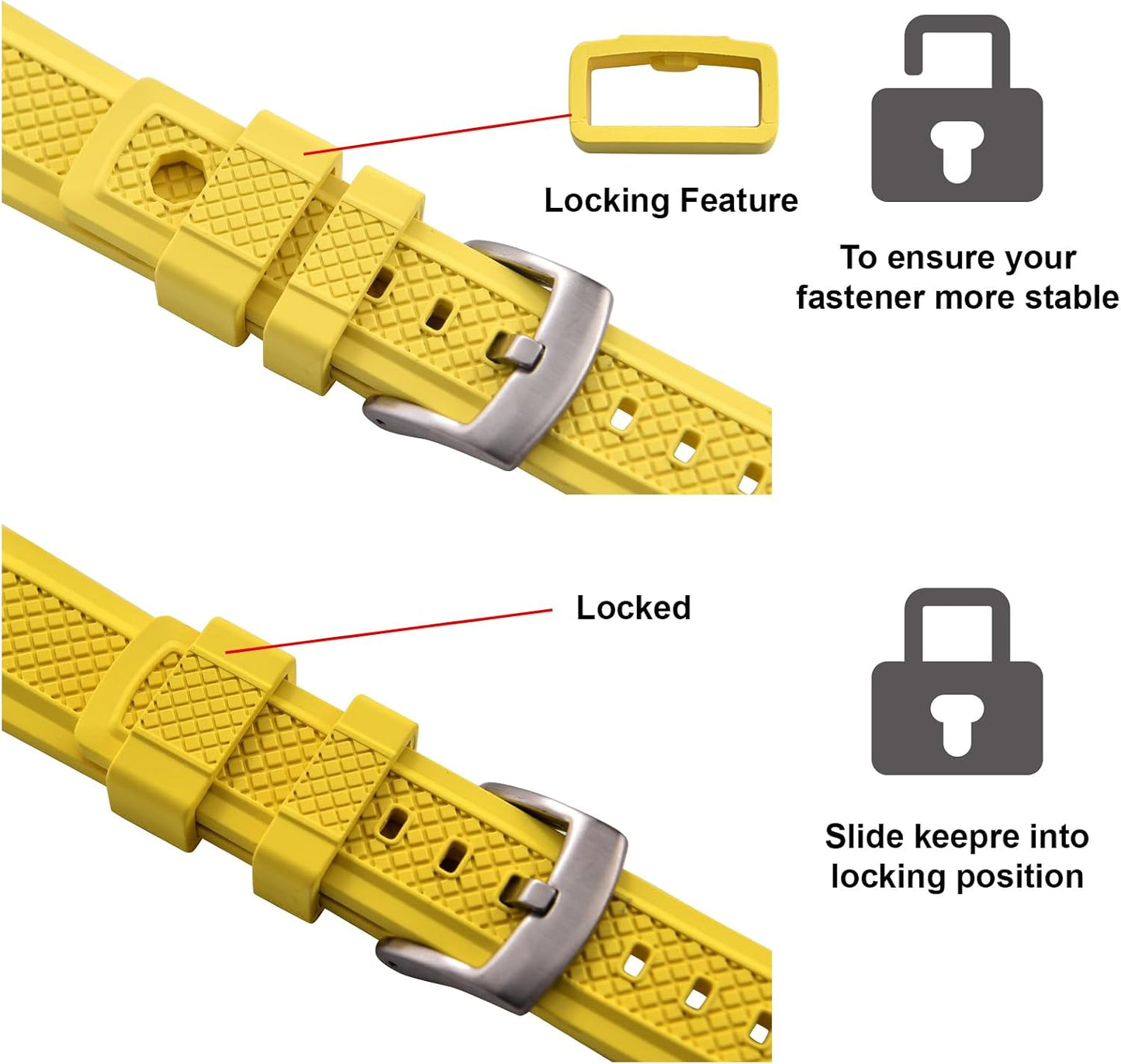 Fluorine Rubber FKM/FPM Watch Band - 20mm 22mm Quick Release Soft Diving Strap for Men Women