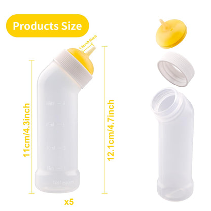 Pet Nursing Bottle for Newborn Animals,Kitten Bottle Feeding Kit Silicone Nipple for Kittens Puppys Rabbits Squirrel (Yellow, Small)