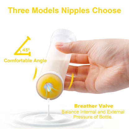 Pet Nursing Bottle for Newborn Animals,Kitten Bottle Feeding Kit Silicone Nipple for Kittens Puppys Rabbits Squirrel (Yellow, Small)