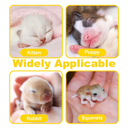 Pet Nursing Bottle for Newborn Animals,Kitten Bottle Feeding Kit Silicone Nipple for Kittens Puppys Rabbits Squirrel (Yellow, Small)
