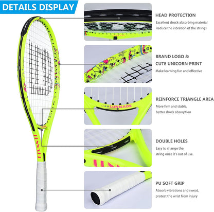 Tennis Racket for Kids Junior, 19/21/23/25 Inch Youth Tennis Racquet with Cover, Suitable for Beginner Boys and Girls Age 3-12