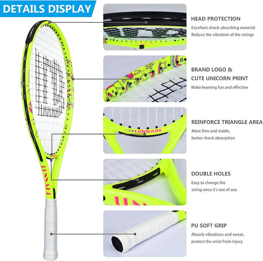 Tennis Racket for Kids Junior, 19/21/23/25 Inch Youth Tennis Racquet with Cover, Suitable for Beginner Boys and Girls Age 3-12
