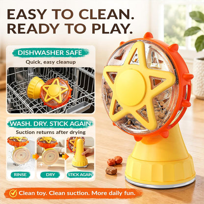 Interactive Cat Treat Dispenser, 2-in-1 Slow Feeder & Wand, Yellow | Boredom Buster, Mental Stimulation, Puzzle Toy, Adjustable Slow Feeder, Suction Cup, Enrichment, Indoor Cats & Small Dogs