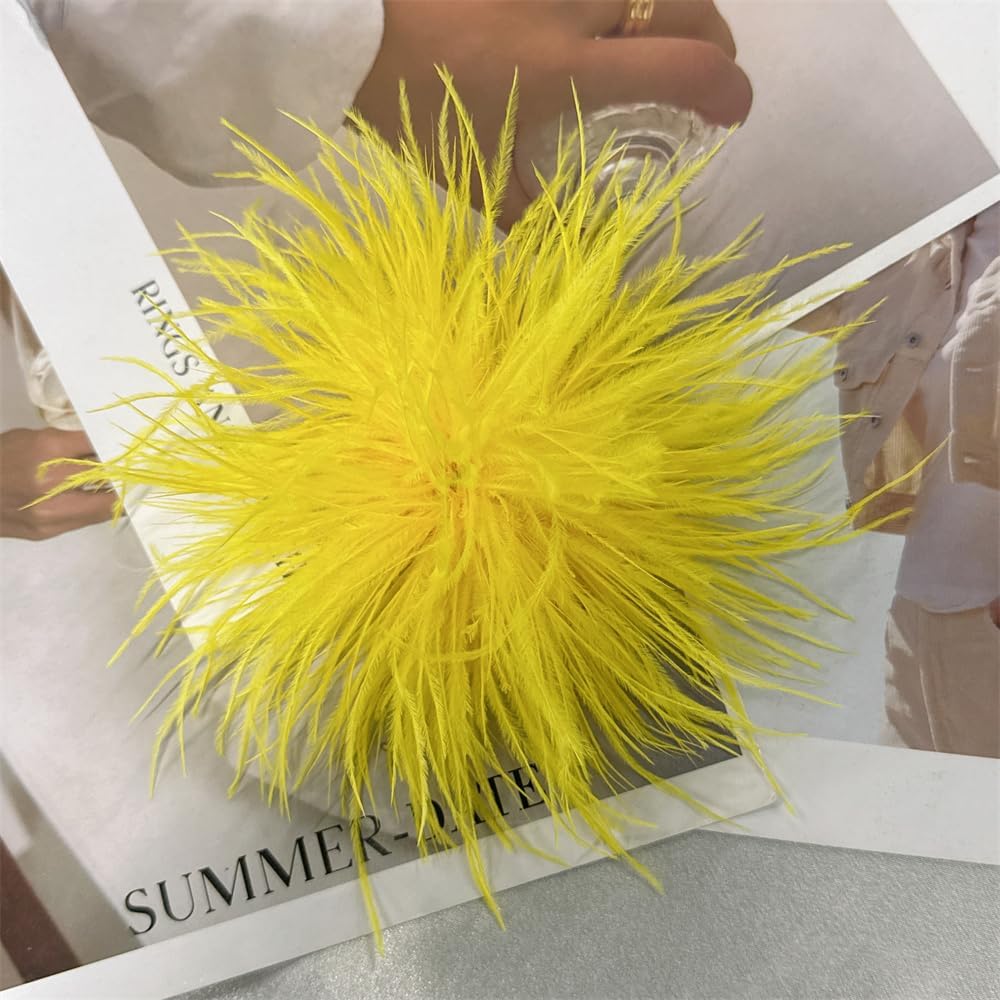 Dainty Feather Flower Large Brooch Pin for Women Men Elegant Oversized Floral Lapel Pins Shawl Dress Suit Clothes Accessories Wedding Party Dance Banquet Fashion Jewelry 150mm