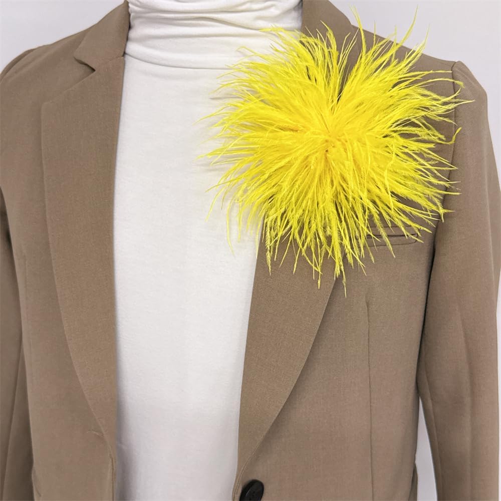 Dainty Feather Flower Large Brooch Pin for Women Men Elegant Oversized Floral Lapel Pins Shawl Dress Suit Clothes Accessories Wedding Party Dance Banquet Fashion Jewelry 150mm