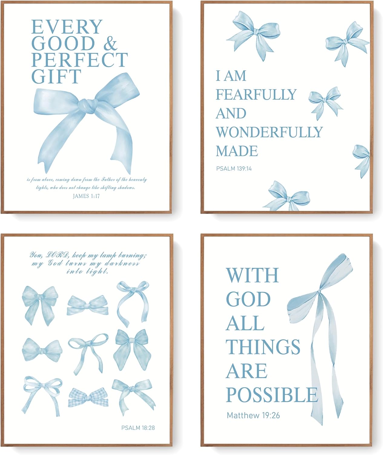Coquette Yellow Bow Wall Art Decor Posters, Butter Yellow Bow Room Bedroom Bathroom Dorm Wall Art Decor Aesthetic for College Teen Girls Gifts, Inspirational Bible Verses Bow Wall Decor, 10x8 Inch Set of 4 Pcs Bow Pictures (UNFRAMED)