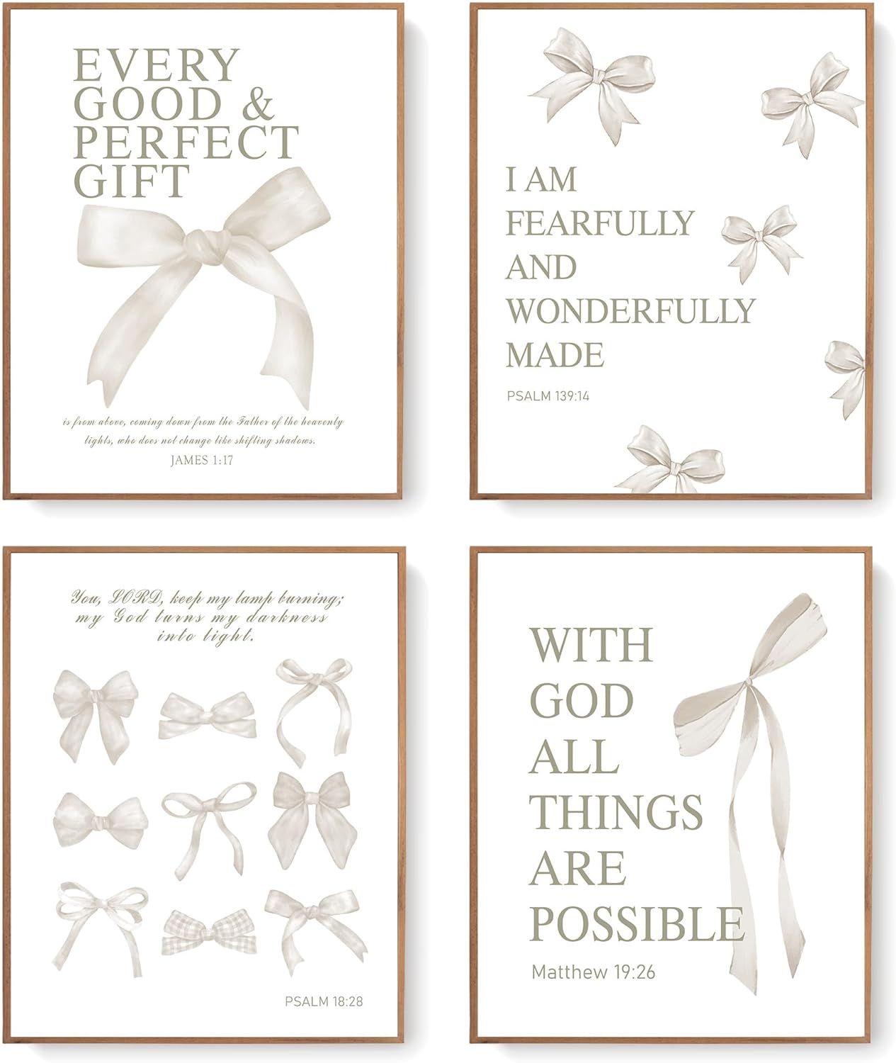 Coquette Yellow Bow Wall Art Decor Posters, Butter Yellow Bow Room Bedroom Bathroom Dorm Wall Art Decor Aesthetic for College Teen Girls Gifts, Inspirational Bible Verses Bow Wall Decor, 10x8 Inch Set of 4 Pcs Bow Pictures (UNFRAMED)