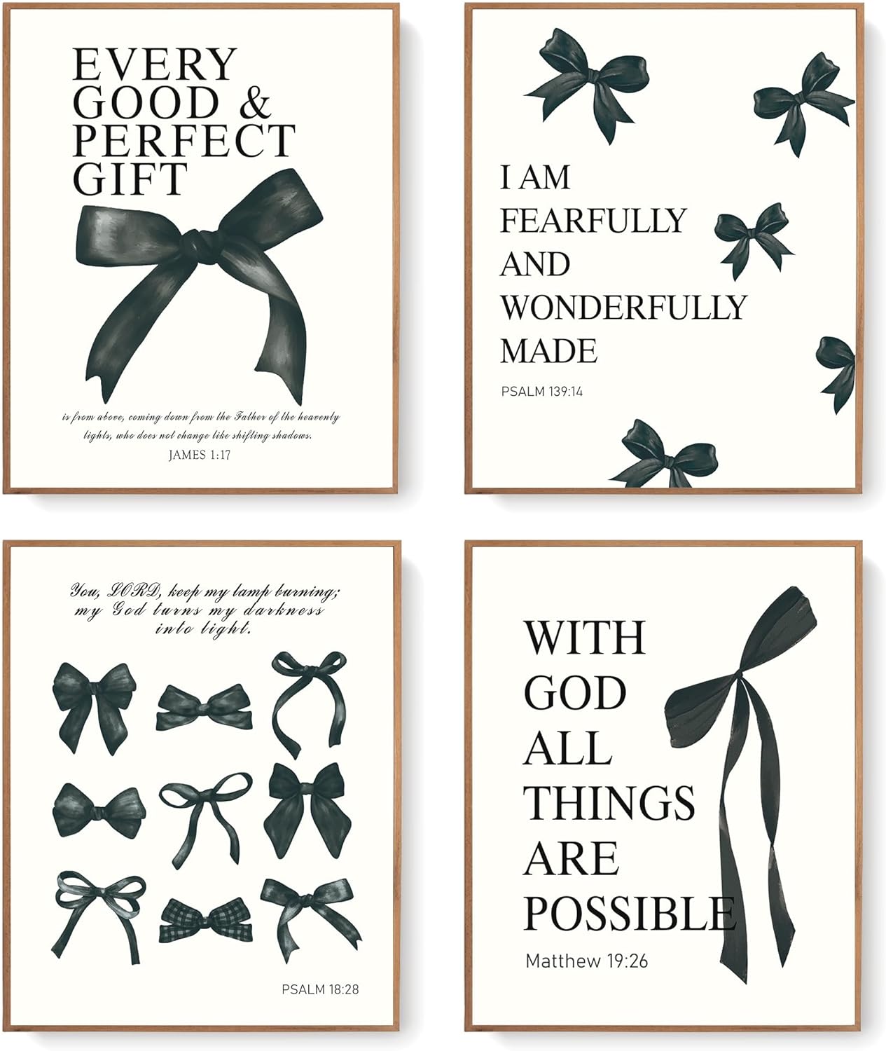 Coquette Yellow Bow Wall Art Decor Posters, Butter Yellow Bow Room Bedroom Bathroom Dorm Wall Art Decor Aesthetic for College Teen Girls Gifts, Inspirational Bible Verses Bow Wall Decor, 10x8 Inch Set of 4 Pcs Bow Pictures (UNFRAMED)
