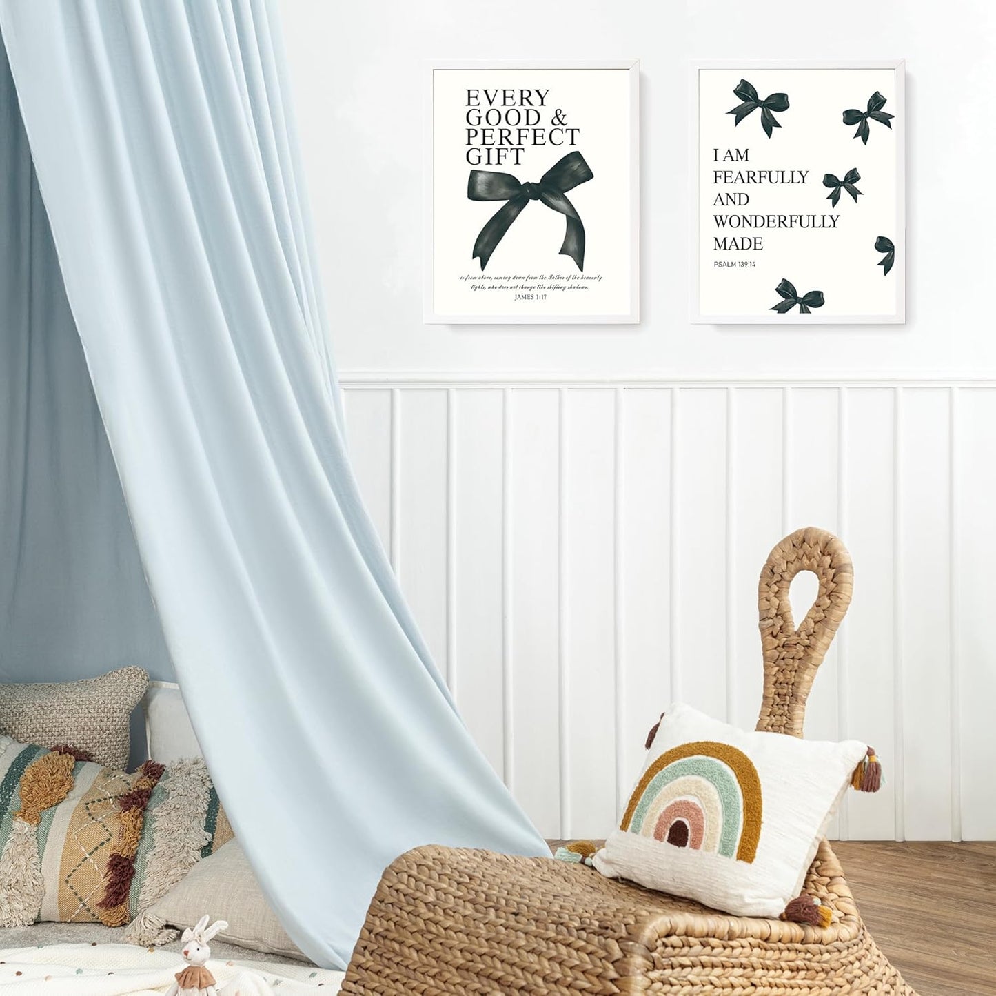Coquette Yellow Bow Wall Art Decor Posters, Butter Yellow Bow Room Bedroom Bathroom Dorm Wall Art Decor Aesthetic for College Teen Girls Gifts, Inspirational Bible Verses Bow Wall Decor, 10x8 Inch Set of 4 Pcs Bow Pictures (UNFRAMED)