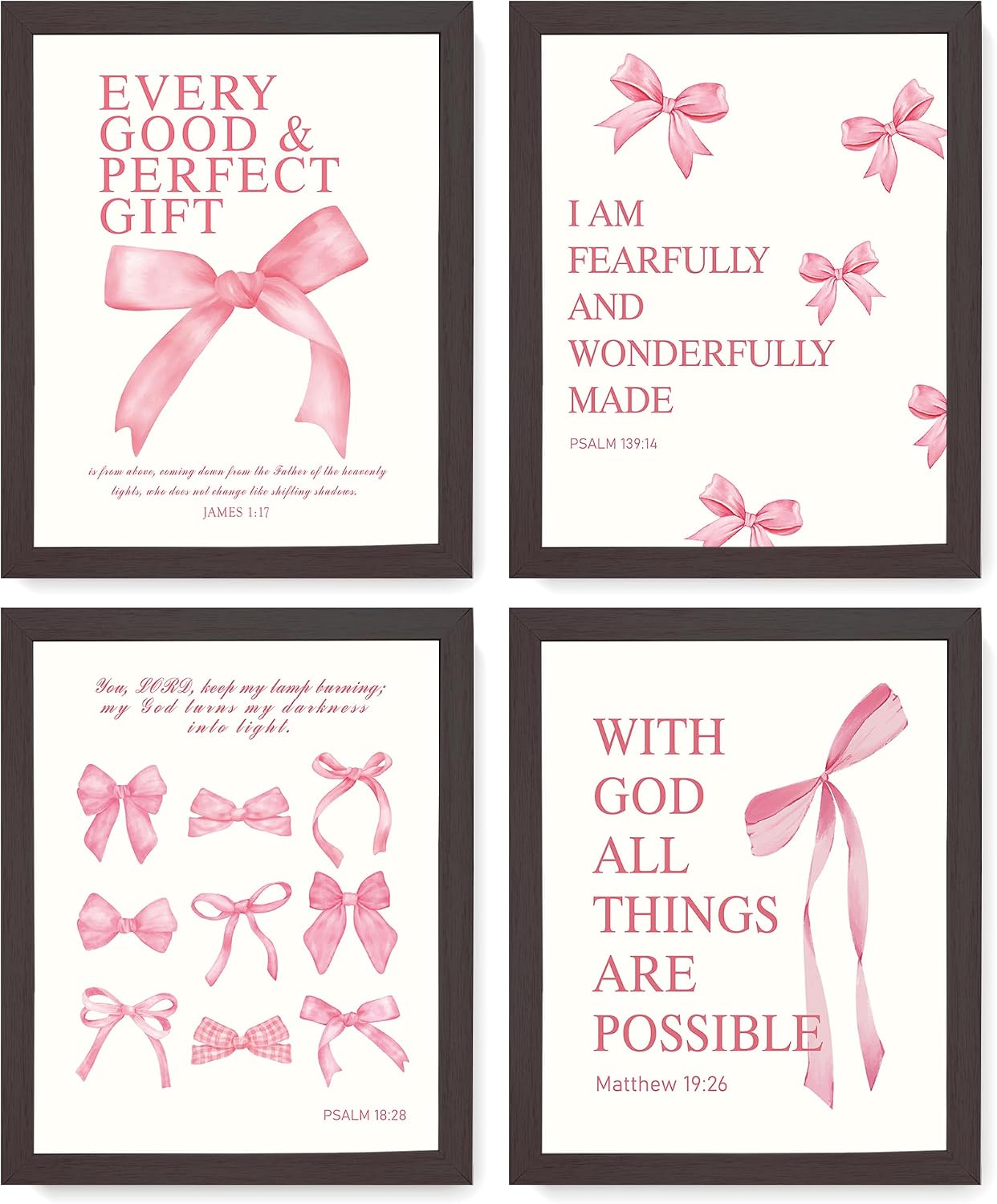 Coquette Yellow Bow Wall Art Decor Posters, Butter Yellow Bow Room Bedroom Bathroom Dorm Wall Art Decor Aesthetic for College Teen Girls Gifts, Inspirational Bible Verses Bow Wall Decor, 10x8 Inch Set of 4 Pcs Bow Pictures (UNFRAMED)
