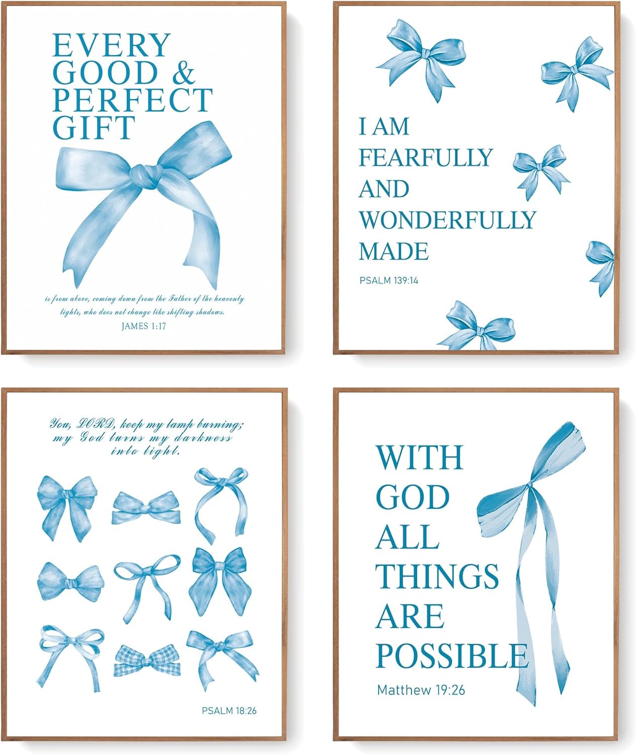Coquette Yellow Bow Wall Art Decor Posters, Butter Yellow Bow Room Bedroom Bathroom Dorm Wall Art Decor Aesthetic for College Teen Girls Gifts, Inspirational Bible Verses Bow Wall Decor, 10x8 Inch Set of 4 Pcs Bow Pictures (UNFRAMED)