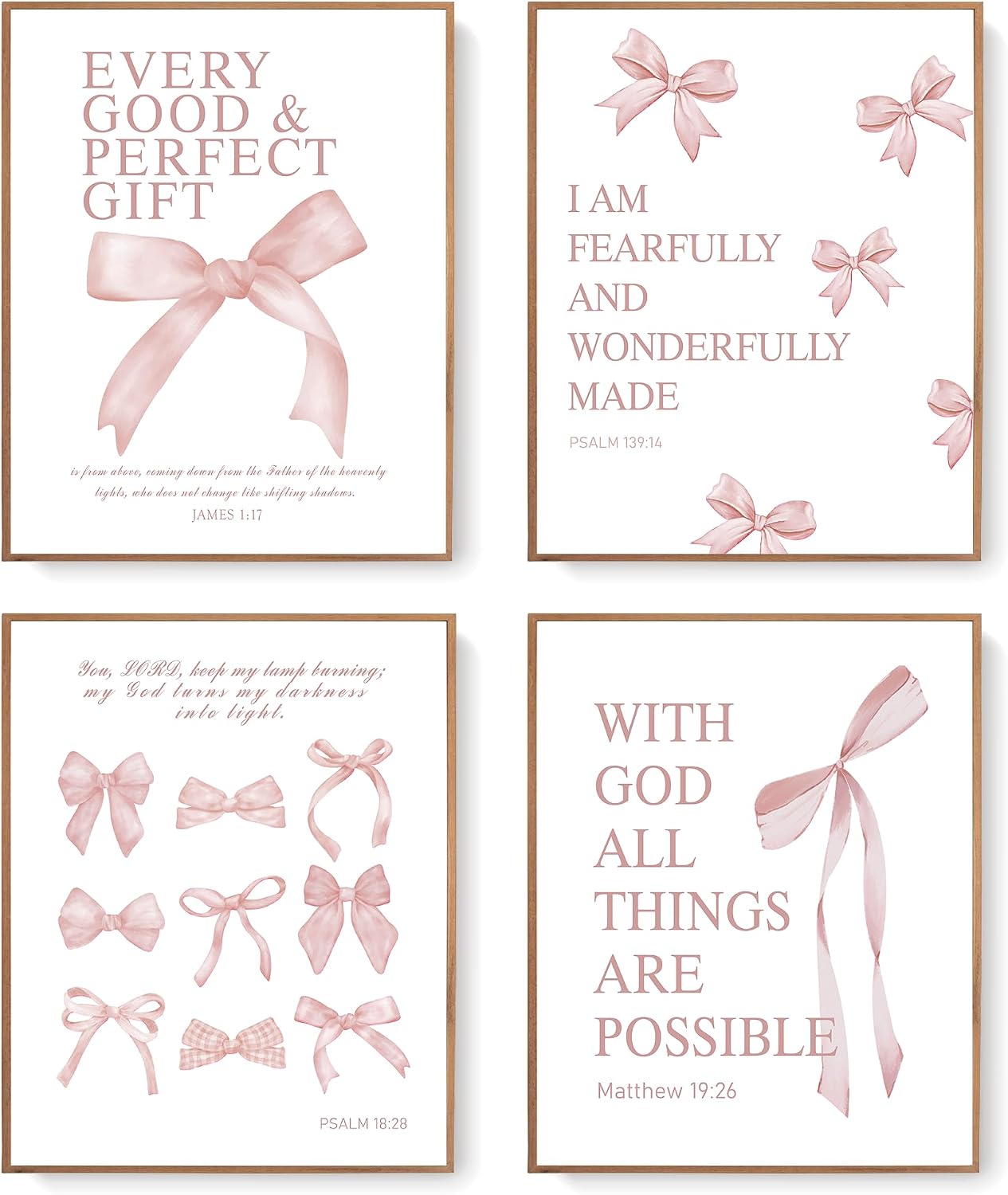Coquette Yellow Bow Wall Art Decor Posters, Butter Yellow Bow Room Bedroom Bathroom Dorm Wall Art Decor Aesthetic for College Teen Girls Gifts, Inspirational Bible Verses Bow Wall Decor, 10x8 Inch Set of 4 Pcs Bow Pictures (UNFRAMED)