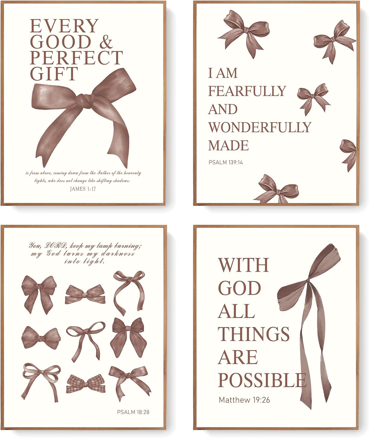Coquette Yellow Bow Wall Art Decor Posters, Butter Yellow Bow Room Bedroom Bathroom Dorm Wall Art Decor Aesthetic for College Teen Girls Gifts, Inspirational Bible Verses Bow Wall Decor, 10x8 Inch Set of 4 Pcs Bow Pictures (UNFRAMED)