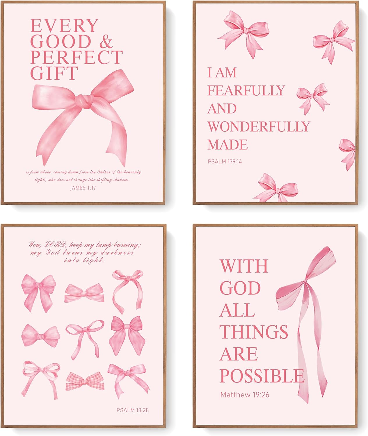 Coquette Yellow Bow Wall Art Decor Posters, Butter Yellow Bow Room Bedroom Bathroom Dorm Wall Art Decor Aesthetic for College Teen Girls Gifts, Inspirational Bible Verses Bow Wall Decor, 10x8 Inch Set of 4 Pcs Bow Pictures (UNFRAMED)