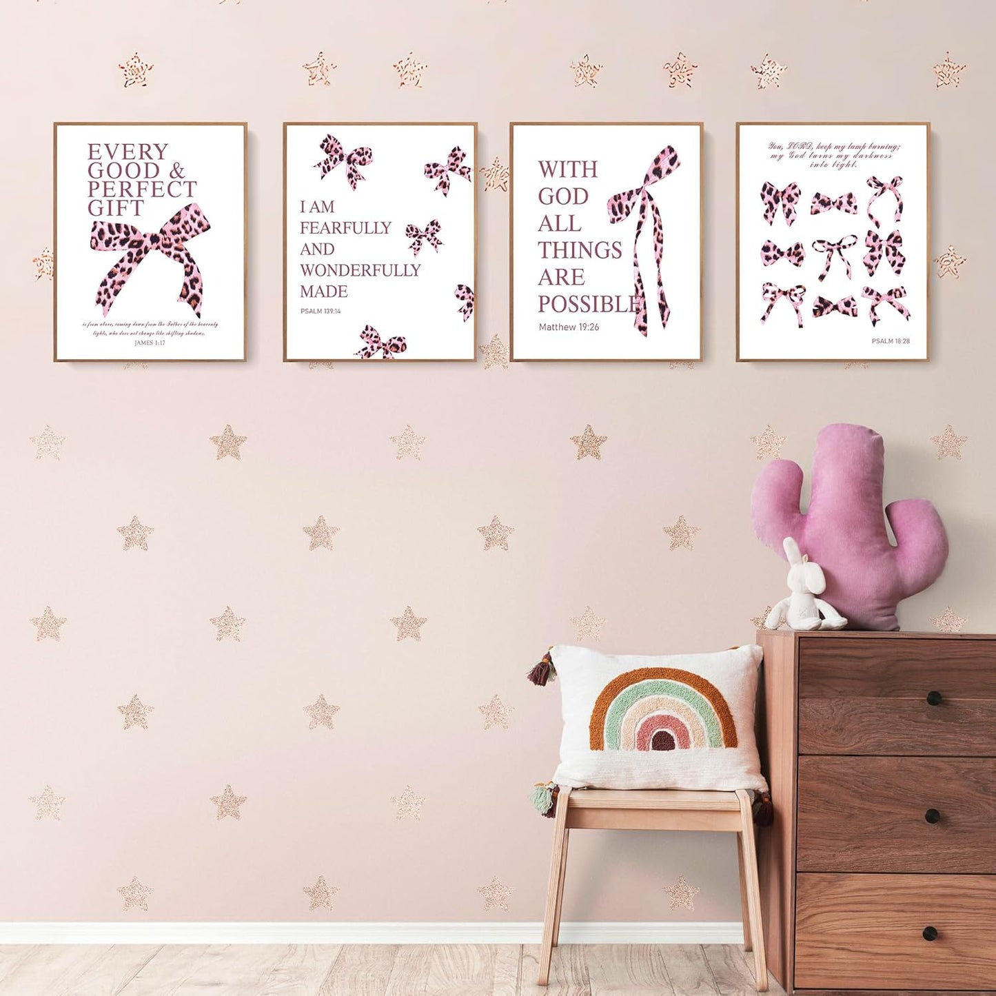Coquette Yellow Bow Wall Art Decor Posters, Butter Yellow Bow Room Bedroom Bathroom Dorm Wall Art Decor Aesthetic for College Teen Girls Gifts, Inspirational Bible Verses Bow Wall Decor, 10x8 Inch Set of 4 Pcs Bow Pictures (UNFRAMED)