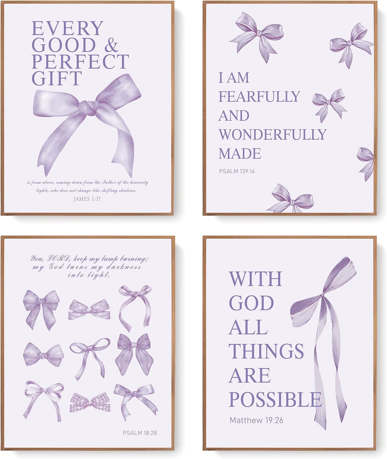 Coquette Yellow Bow Wall Art Decor Posters, Butter Yellow Bow Room Bedroom Bathroom Dorm Wall Art Decor Aesthetic for College Teen Girls Gifts, Inspirational Bible Verses Bow Wall Decor, 10x8 Inch Set of 4 Pcs Bow Pictures (UNFRAMED)