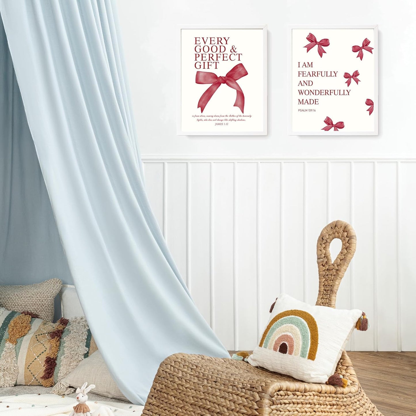 Coquette Yellow Bow Wall Art Decor Posters, Butter Yellow Bow Room Bedroom Bathroom Dorm Wall Art Decor Aesthetic for College Teen Girls Gifts, Inspirational Bible Verses Bow Wall Decor, 10x8 Inch Set of 4 Pcs Bow Pictures (UNFRAMED)