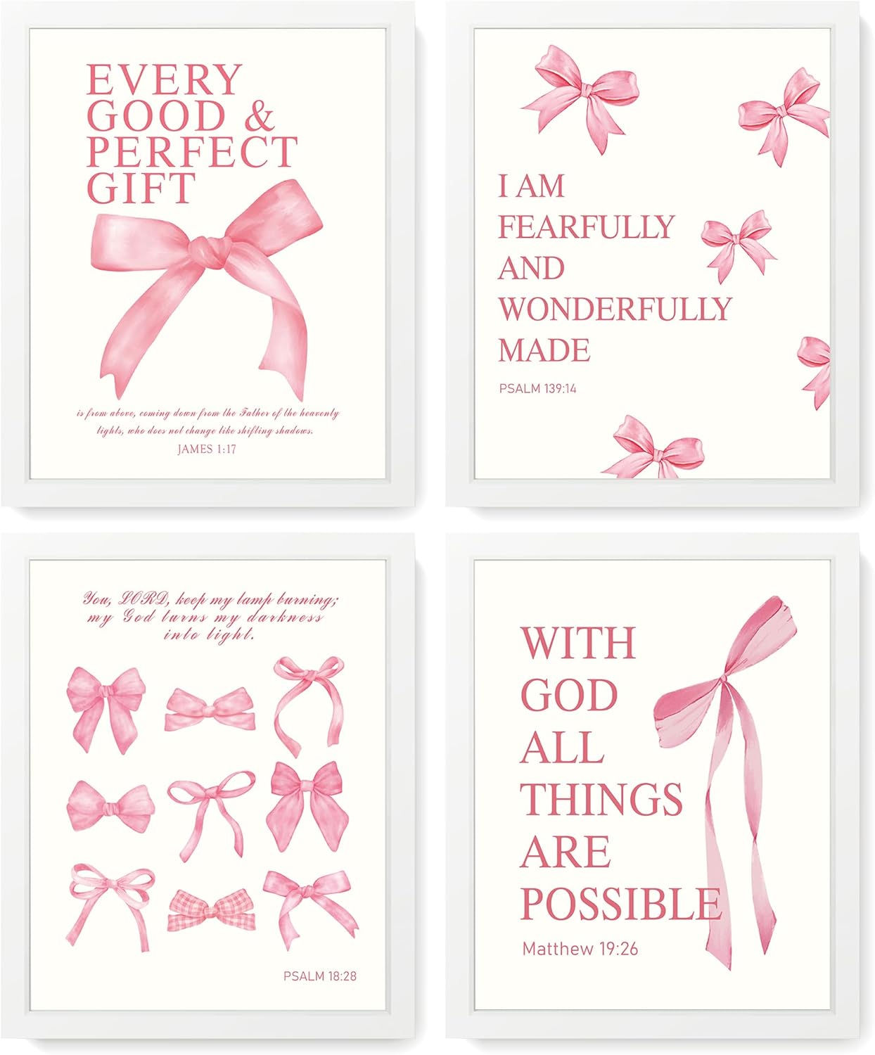 Coquette Yellow Bow Wall Art Decor Posters, Butter Yellow Bow Room Bedroom Bathroom Dorm Wall Art Decor Aesthetic for College Teen Girls Gifts, Inspirational Bible Verses Bow Wall Decor, 10x8 Inch Set of 4 Pcs Bow Pictures (UNFRAMED)