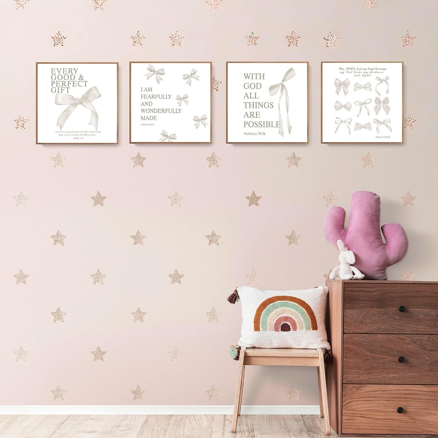Coquette Yellow Bow Wall Art Decor Posters, Butter Yellow Bow Room Bedroom Bathroom Dorm Wall Art Decor Aesthetic for College Teen Girls Gifts, Inspirational Bible Verses Bow Wall Decor, 10x8 Inch Set of 4 Pcs Bow Pictures (UNFRAMED)