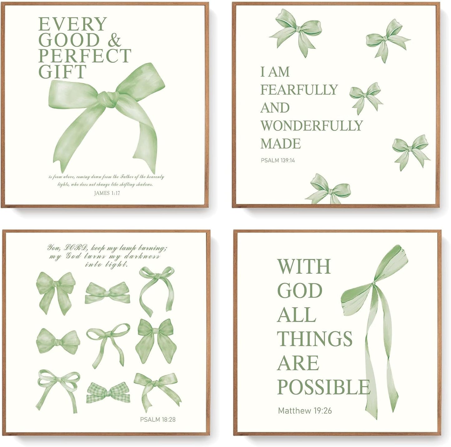 Coquette Yellow Bow Wall Art Decor Posters, Butter Yellow Bow Room Bedroom Bathroom Dorm Wall Art Decor Aesthetic for College Teen Girls Gifts, Inspirational Bible Verses Bow Wall Decor, 10x8 Inch Set of 4 Pcs Bow Pictures (UNFRAMED)