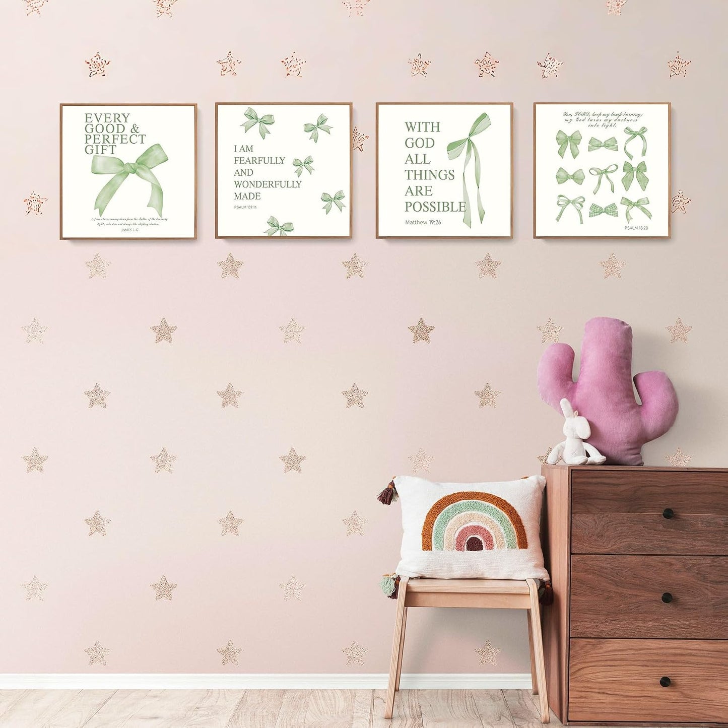 Coquette Yellow Bow Wall Art Decor Posters, Butter Yellow Bow Room Bedroom Bathroom Dorm Wall Art Decor Aesthetic for College Teen Girls Gifts, Inspirational Bible Verses Bow Wall Decor, 10x8 Inch Set of 4 Pcs Bow Pictures (UNFRAMED)
