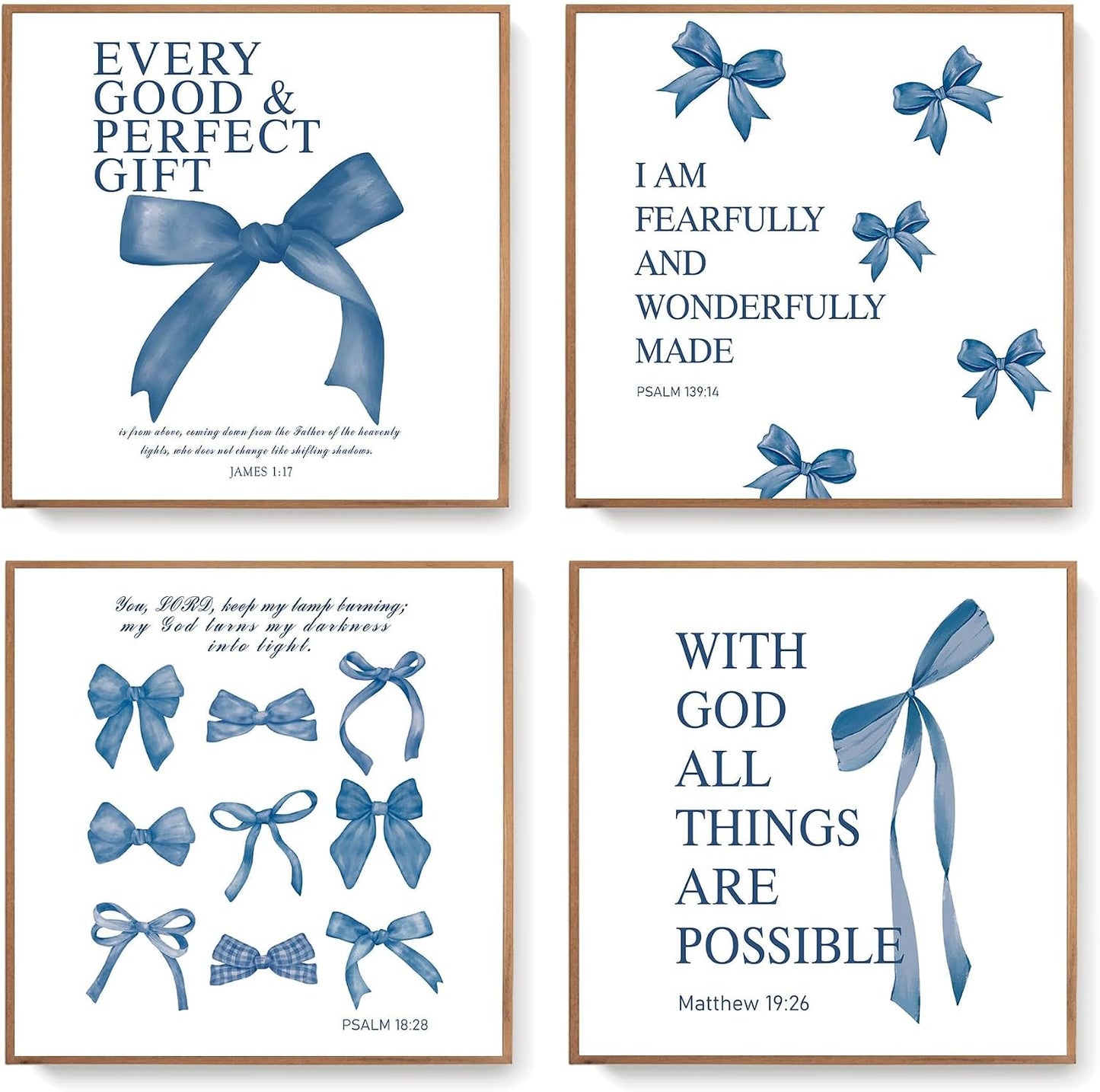 Coquette Yellow Bow Wall Art Decor Posters, Butter Yellow Bow Room Bedroom Bathroom Dorm Wall Art Decor Aesthetic for College Teen Girls Gifts, Inspirational Bible Verses Bow Wall Decor, 10x8 Inch Set of 4 Pcs Bow Pictures (UNFRAMED)