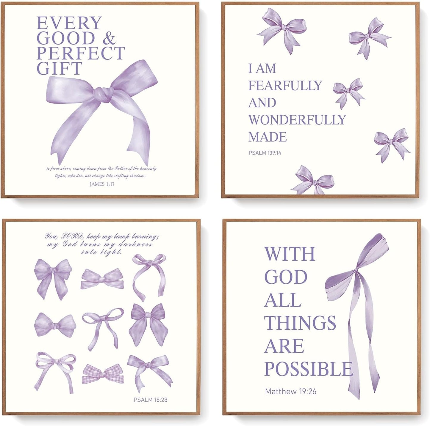 Coquette Yellow Bow Wall Art Decor Posters, Butter Yellow Bow Room Bedroom Bathroom Dorm Wall Art Decor Aesthetic for College Teen Girls Gifts, Inspirational Bible Verses Bow Wall Decor, 10x8 Inch Set of 4 Pcs Bow Pictures (UNFRAMED)