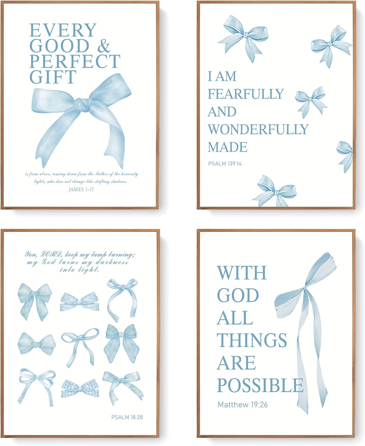 Coquette Yellow Bow Wall Art Decor Posters, Butter Yellow Bow Room Bedroom Bathroom Dorm Wall Art Decor Aesthetic for College Teen Girls Gifts, Inspirational Bible Verses Bow Wall Decor, 10x8 Inch Set of 4 Pcs Bow Pictures (UNFRAMED)