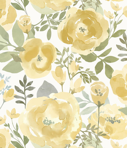 Peel and Stick Wallpaper Floral Wallpaper for Bedroom Yellow | 16.9inx118.1in Self Adhesive Wallpaper Contact Paper Decorative Wall Paper for Living Room Bathroom Decor Vinyl Removable