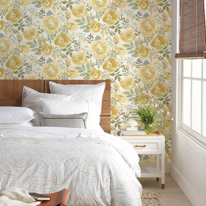 Peel and Stick Wallpaper Floral Wallpaper for Bedroom Yellow | 16.9inx118.1in Self Adhesive Wallpaper Contact Paper Decorative Wall Paper for Living Room Bathroom Decor Vinyl Removable