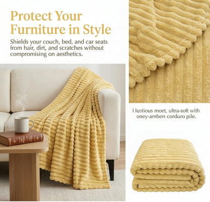 Emotional Support Blanket Yellow, Yellows Dog Blanket, Soft Faux Rabbit Fur for Dogs & Cats, Calming Security Blankets, Comfortable for Kennels, Sofas, Beds, Car Seats (Yellow,39.37″×59.05″)