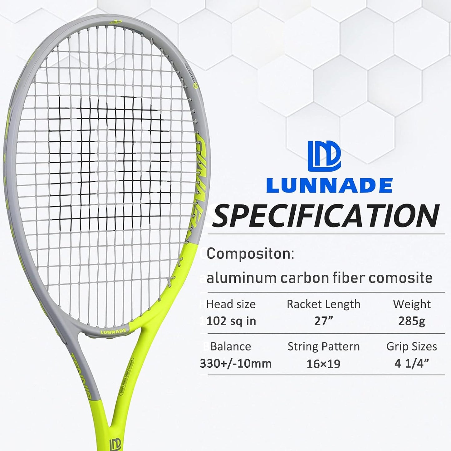 Adults Tennis Racket 2 Pack, Durable 27 Inch Coupled Tennis Racquet Light-Weight, Pre-Strung and Regrip, Suitable for Beginners to Intermediate Players