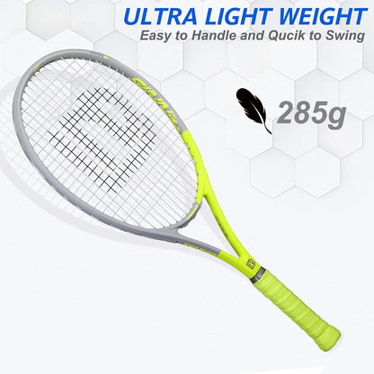Adults Tennis Racket 2 Pack, Durable 27 Inch Coupled Tennis Racquet Light-Weight, Pre-Strung and Regrip, Suitable for Beginners to Intermediate Players