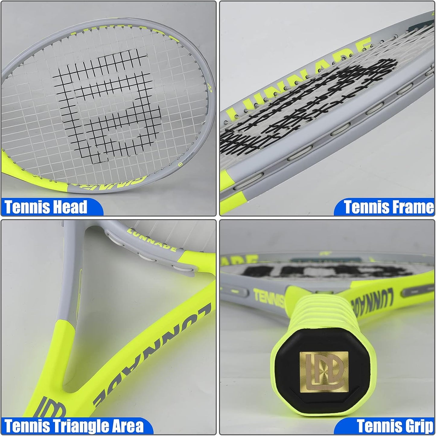 Adults Tennis Racket 2 Pack, Durable 27 Inch Coupled Tennis Racquet Light-Weight, Pre-Strung and Regrip, Suitable for Beginners to Intermediate Players