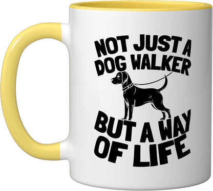 Walking Exercise - Pet Care Dog Walker Ceramic Mug, Yellow/White