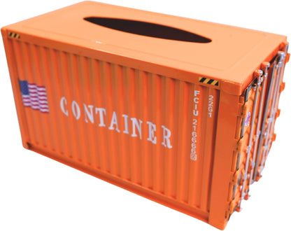 Shipping Container Tissue Box Cover – Sturdy All-Metal Construction, Fits XL US Tissue Boxes – Industrial Decor for Homes, Offices, Restaurants & Man Caves (Yellow)