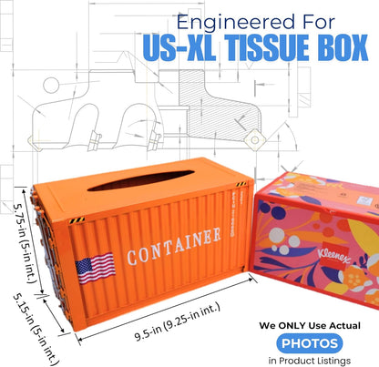 Shipping Container Tissue Box Cover – Sturdy All-Metal Construction, Fits XL US Tissue Boxes – Industrial Decor for Homes, Offices, Restaurants & Man Caves (Yellow)