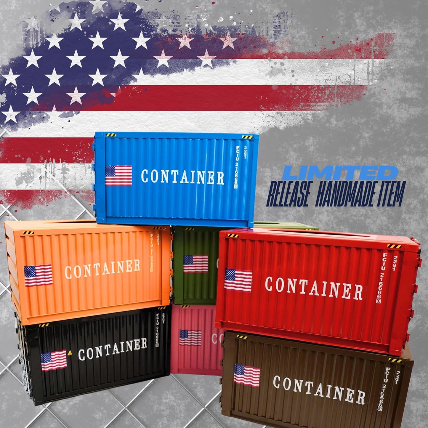 Shipping Container Tissue Box Cover – Sturdy All-Metal Construction, Fits XL US Tissue Boxes – Industrial Decor for Homes, Offices, Restaurants & Man Caves (Yellow)